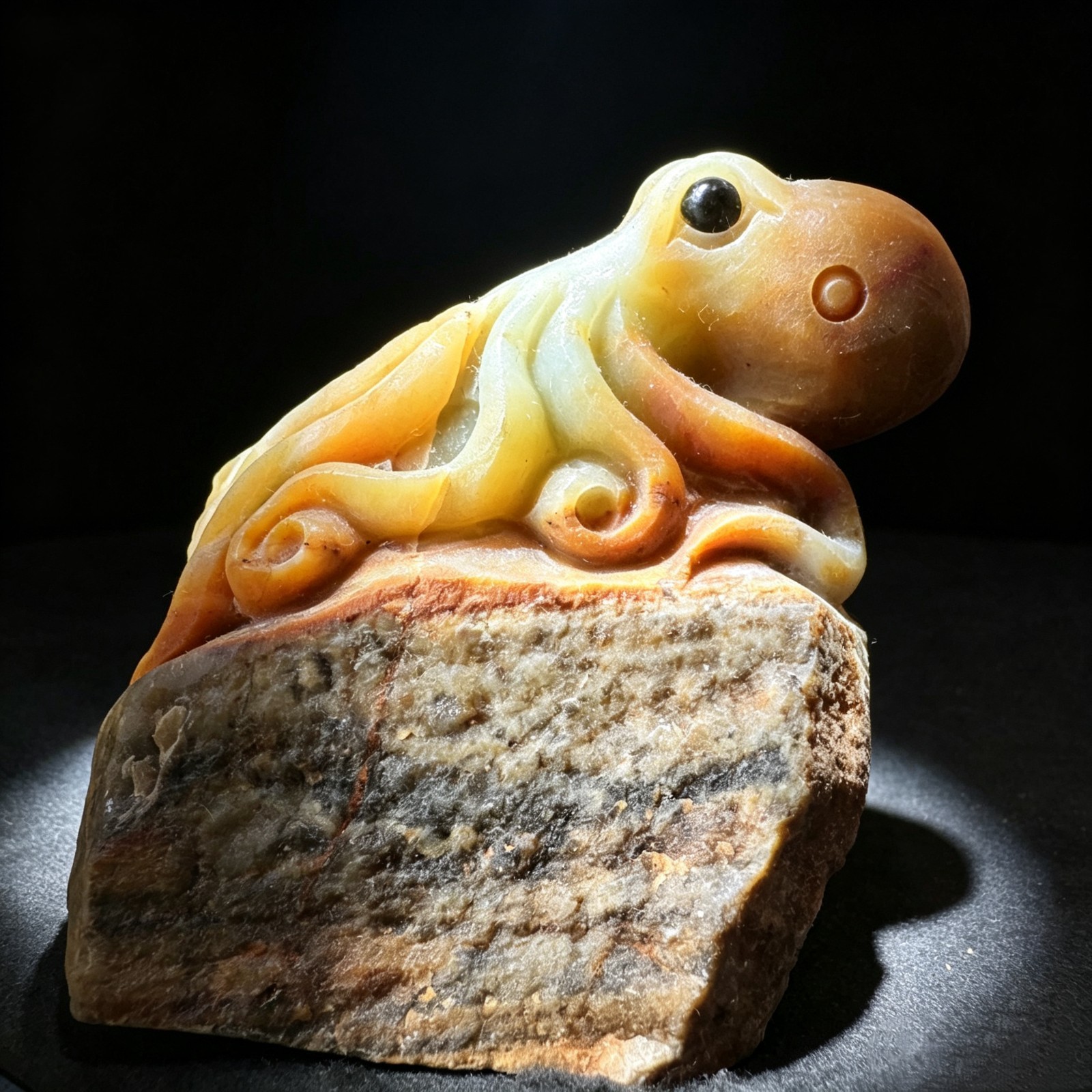 Carved Natural Amazonite Octopus Figurine, Sea Animal Crystal Collectible Decor