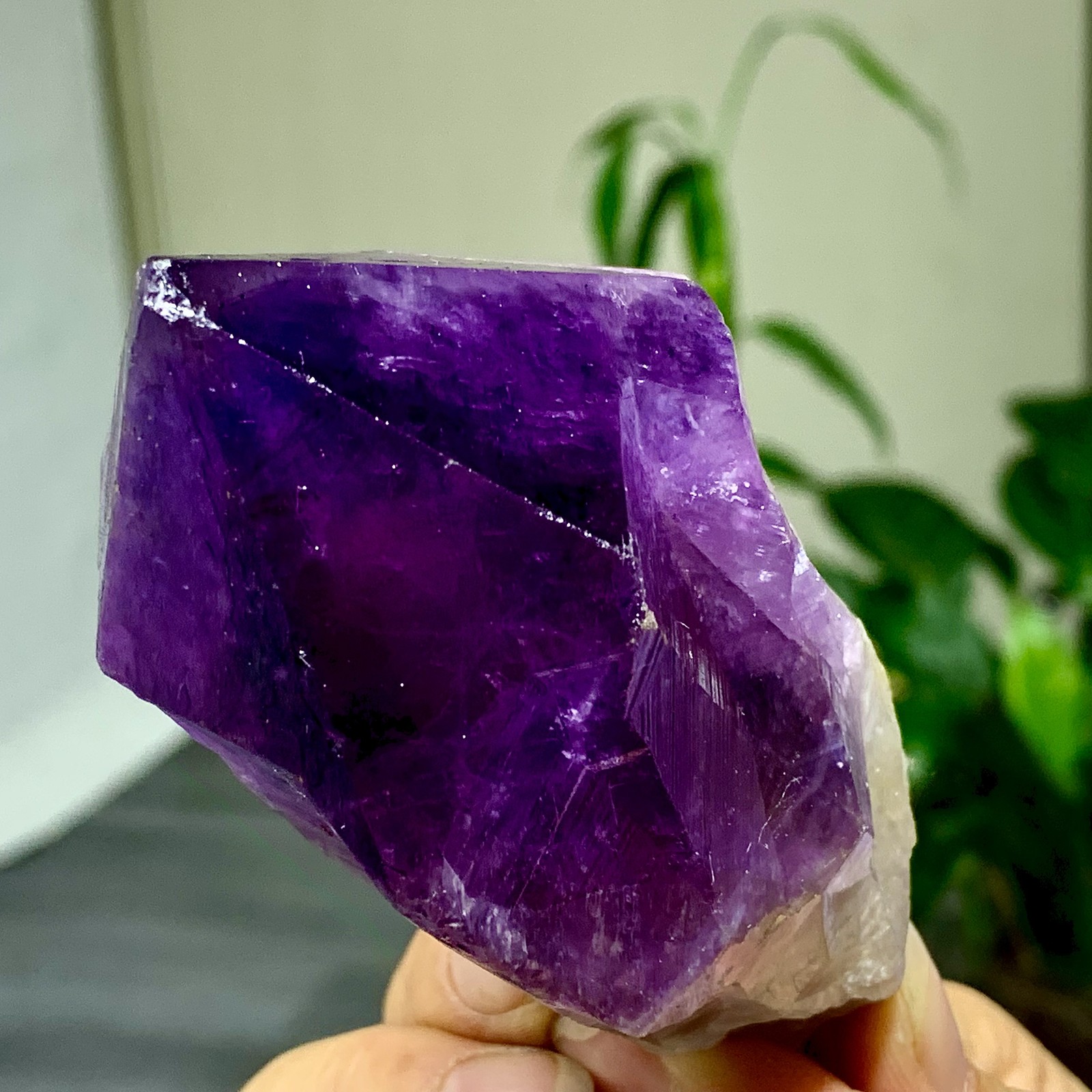 323G Natural Amethyst Quartz Crystal Single-End Terminated Wand Point Healing