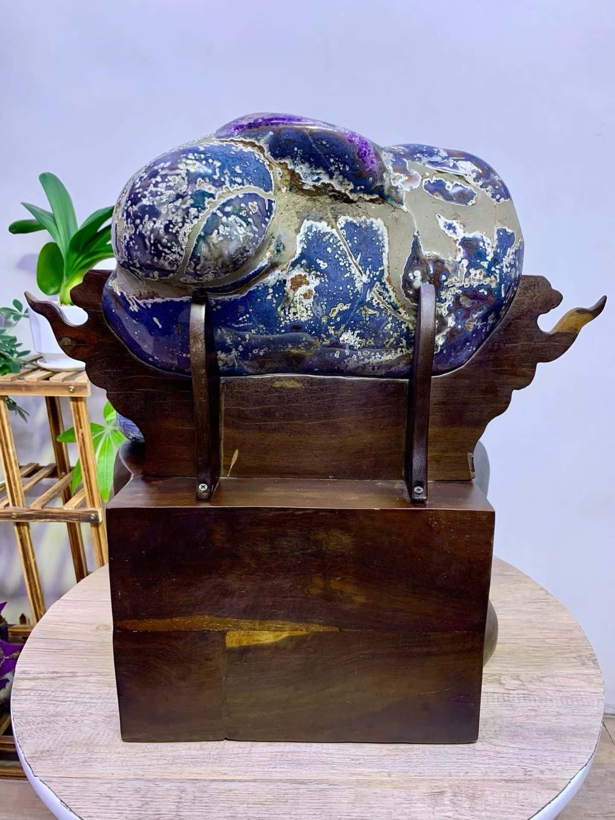 123.LB Large! Natural A treasure basin of amethyst cave in Uruguay Reiki + Stand
