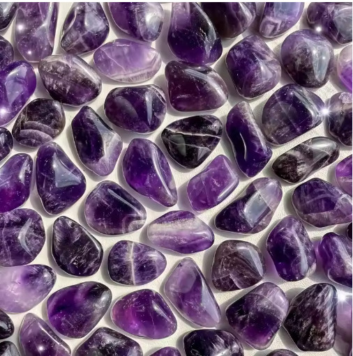 3PCS Tumbled Amethyst Stones Healing Crystals for Stress Relief Spiritual Growth