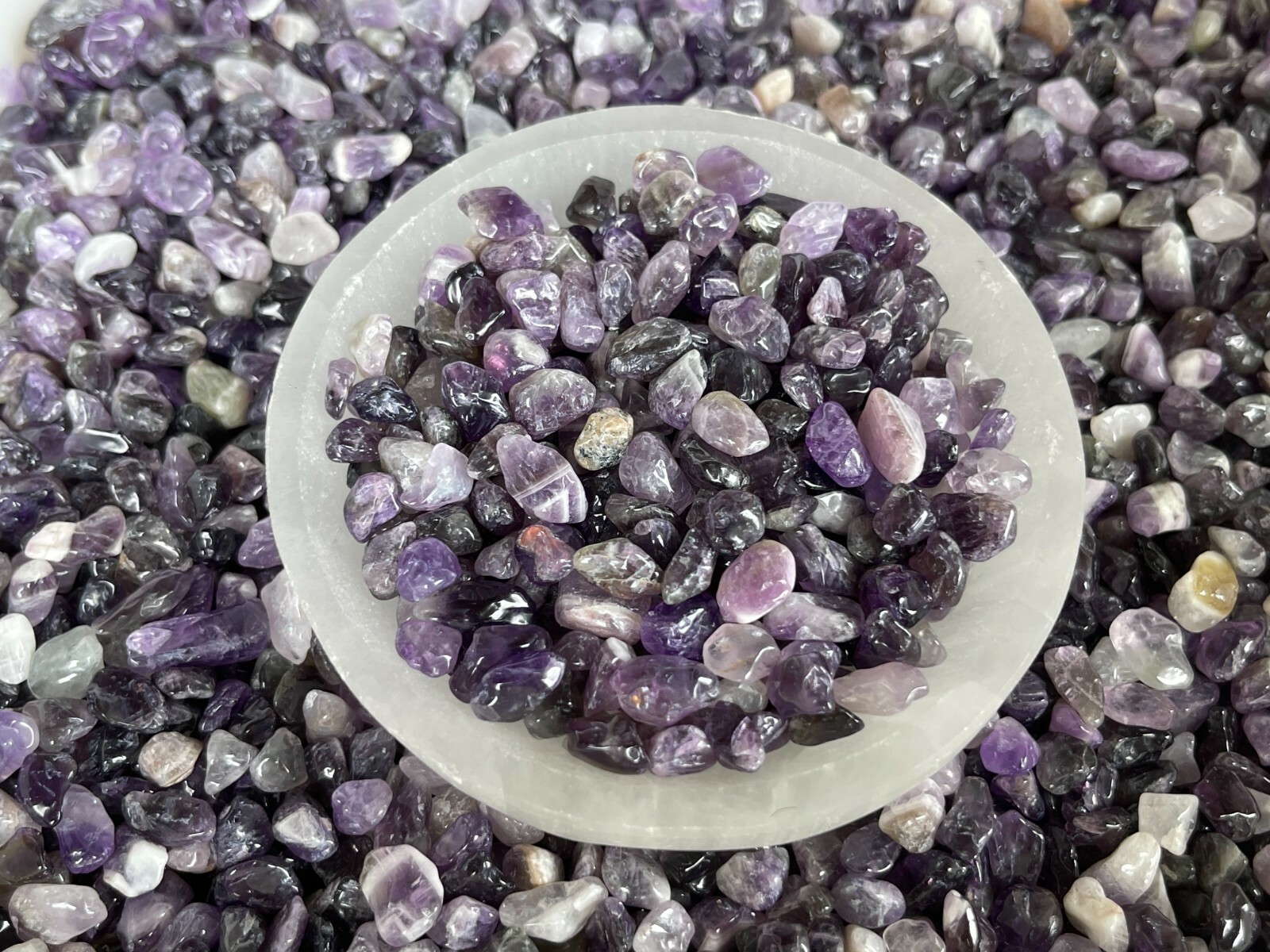 Grade A++ Amethyst Semi Tumbled Gemstone Mini Chips 5-12 mm, Wholesale Bulk Lot