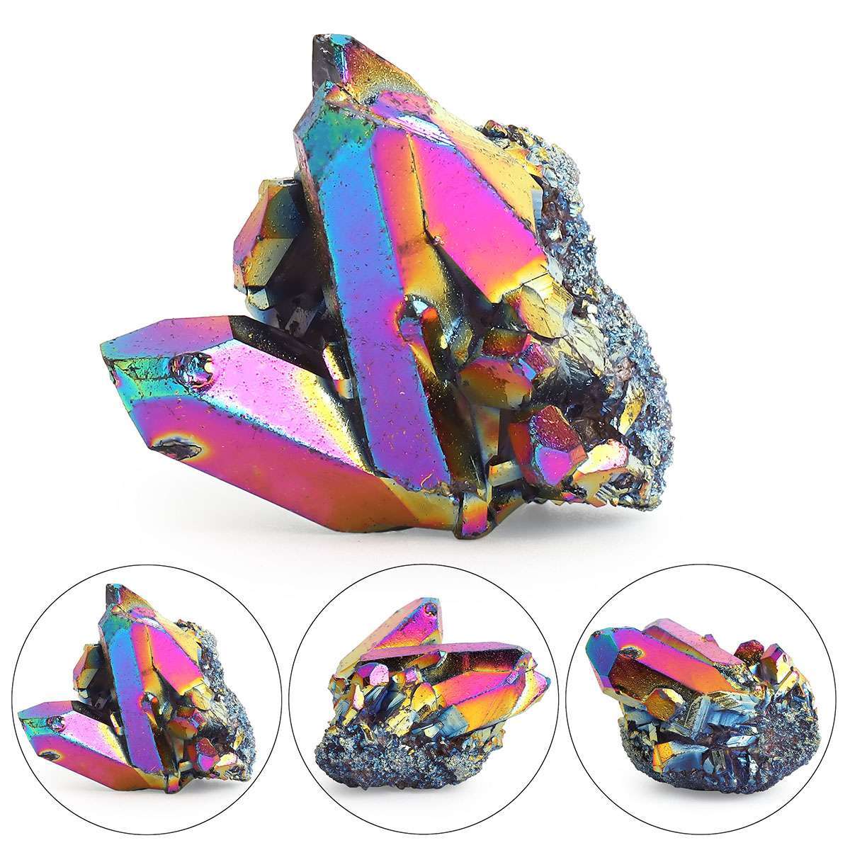 Natural Quartz Crystal Rainbow Titanium Cluster Mineral Specimen Stone 15-100g