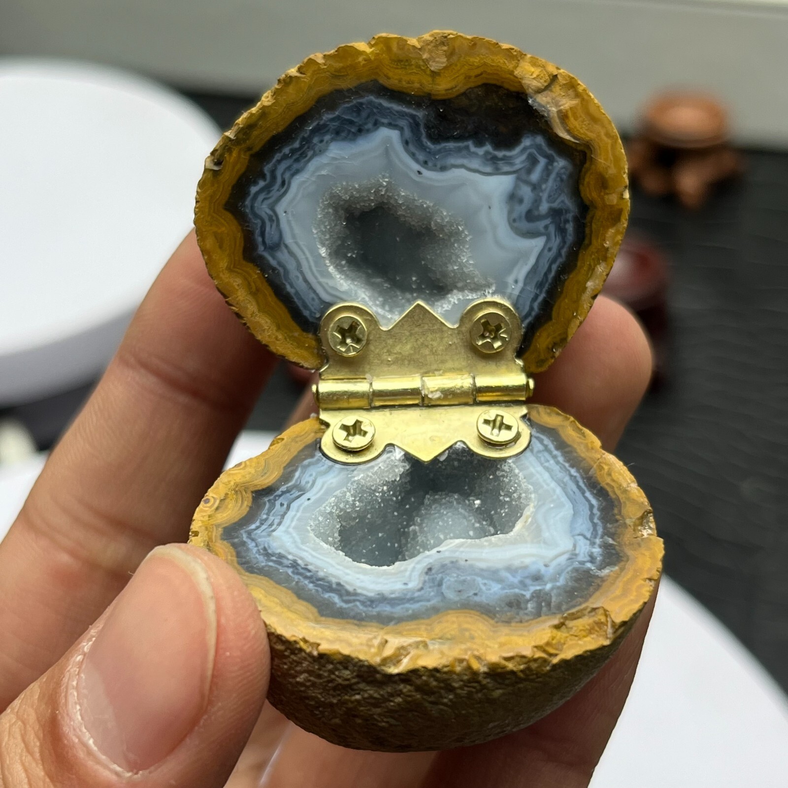 83g Natural Agate Cluster With Geode Quartz Crystal Box(Necklace Gift Box)