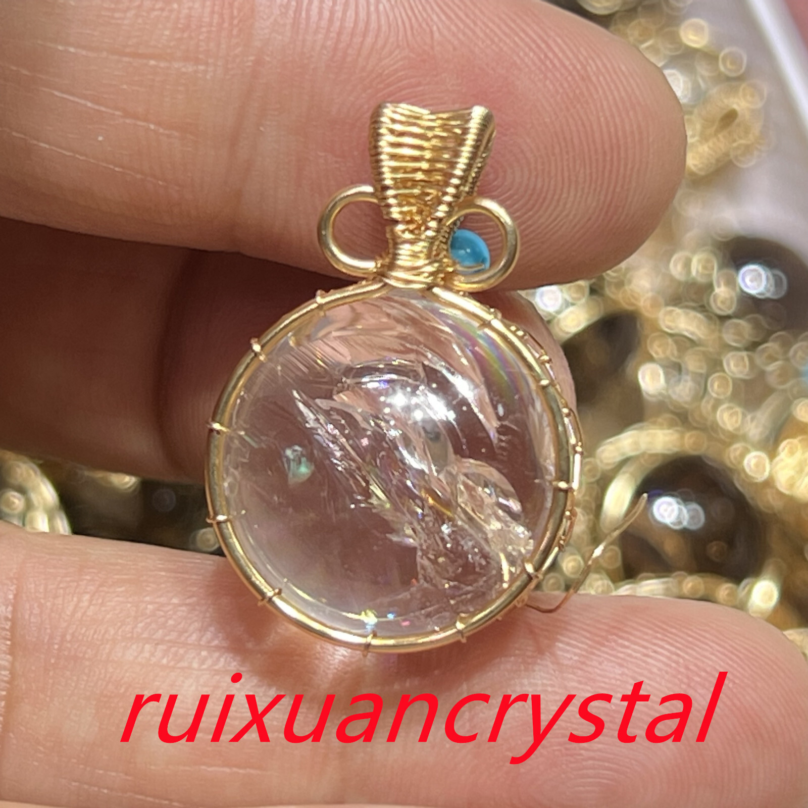 1PC Natural clear crystal Quartz sphere Rainbow Crystal Ball pendant Healing