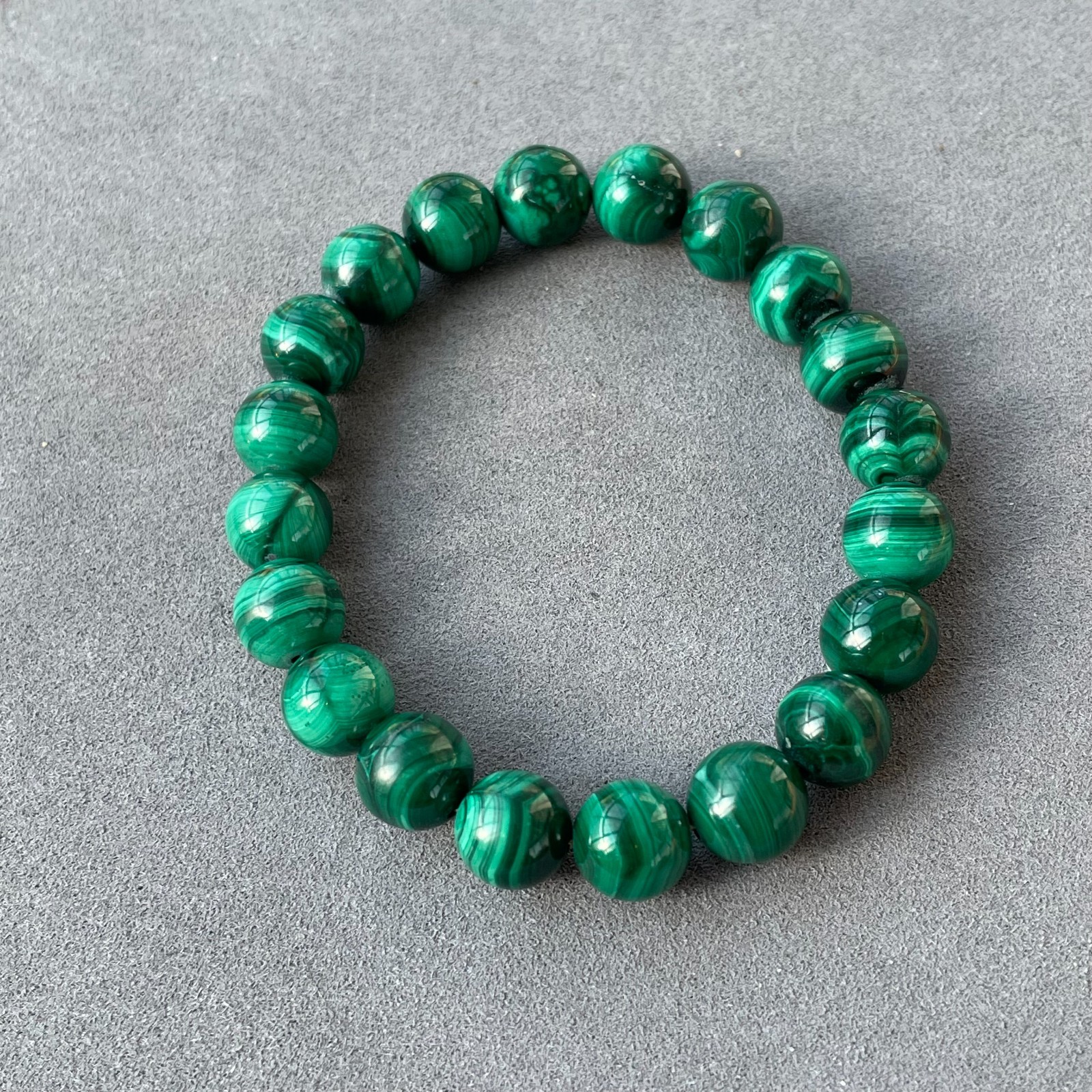 Natural Malachite Bracelet 10mm Green Gems Healing Energy Reiki Stretch Bracelet