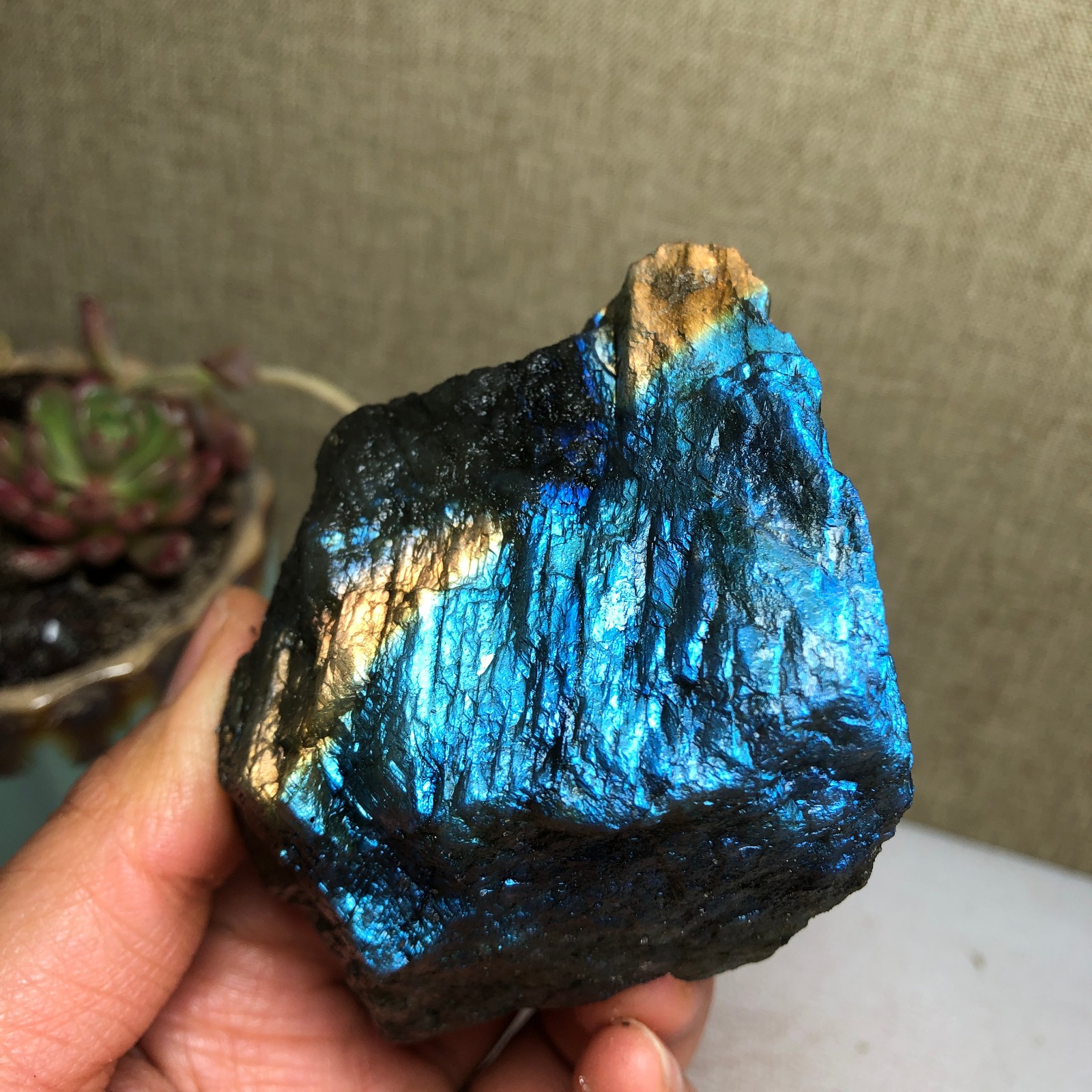 68mm Natural Labradorite Crystal gemstone rough original Specimen 239g A3459