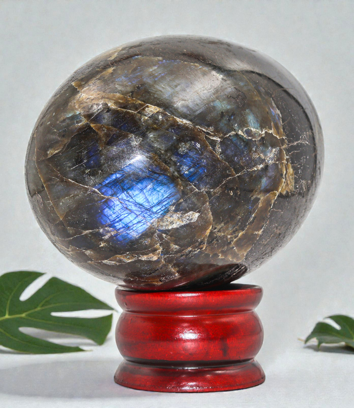 Flashy Green LABRADORITE Crystal Quartz Healing Energy Stone Lingam 180mm