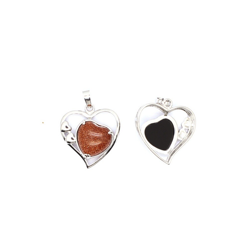 Natural Chakra Love Heart Crystal Stone Quartz Pendant Necklace Jewelry Healing