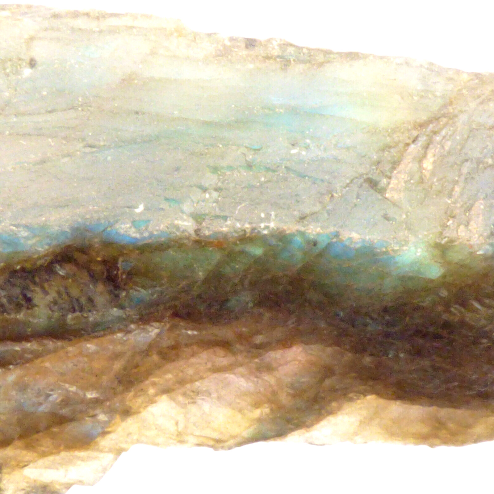 Labradorite Slice Blue Green Flash Iridescent Lustre Semi Polished Piece 7cm