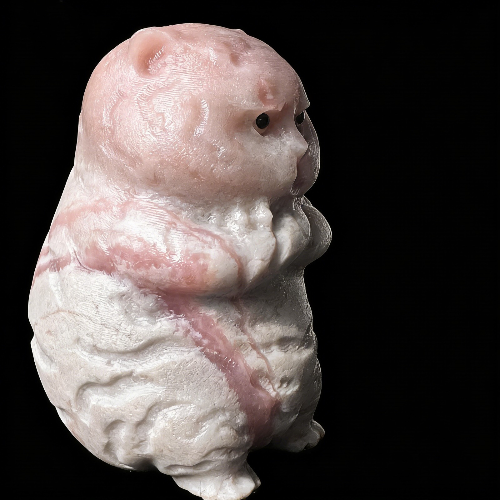2.8inNatural Pink Opal ‘Fang ErBao’ Cat Figurine – Healing Crystal Home Decor