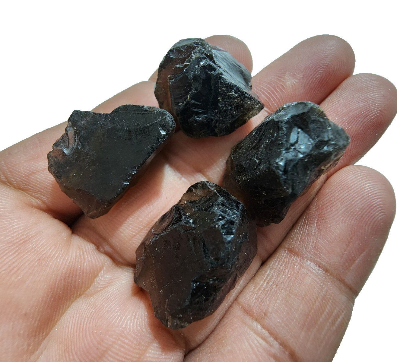 4 Pcs Top Quality Smoky Quartz Rough Gemstone Crystal Smoky Quartz Size 19-23 MM