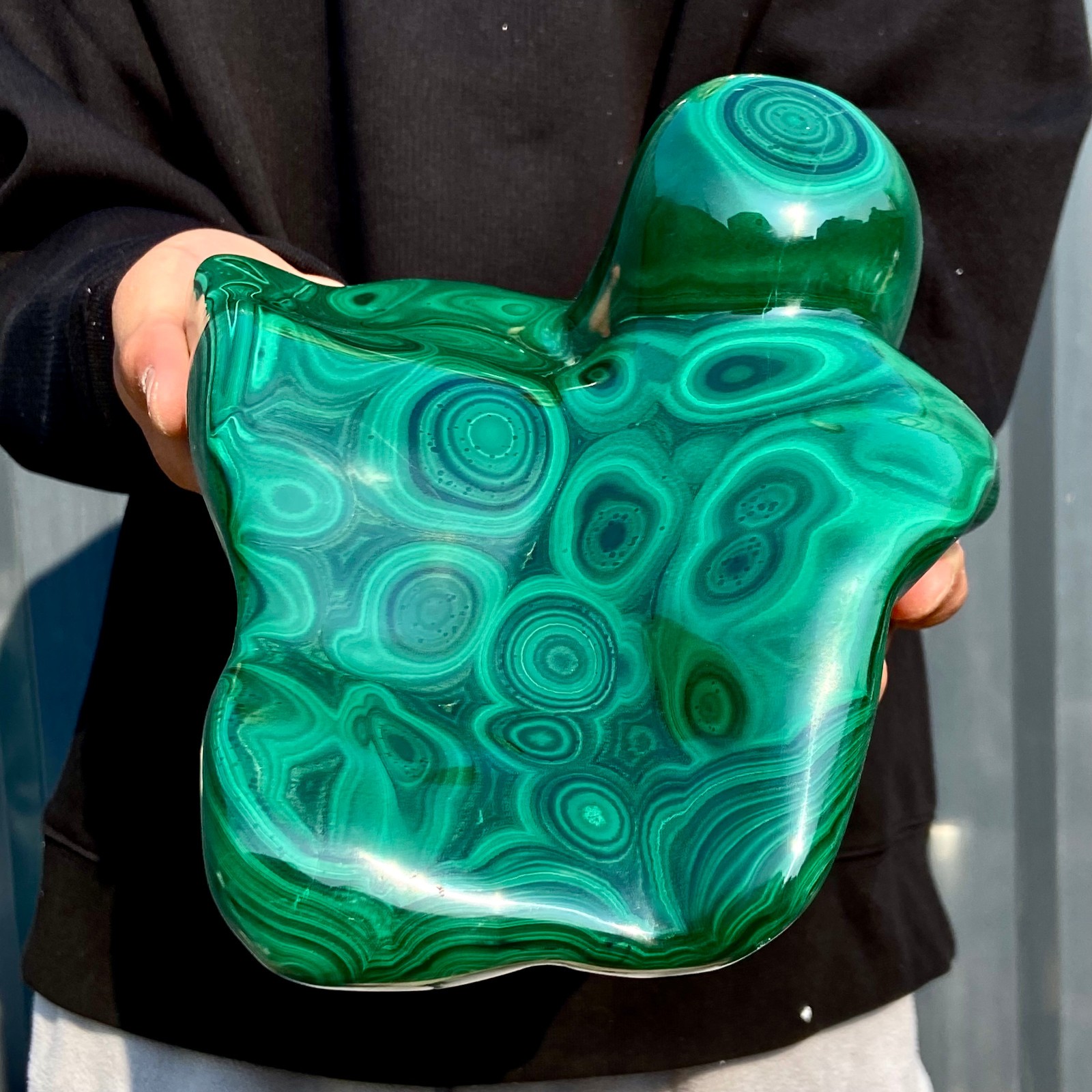 10.6LB Natural glossy Malachite transparent cluster rough mineral sample