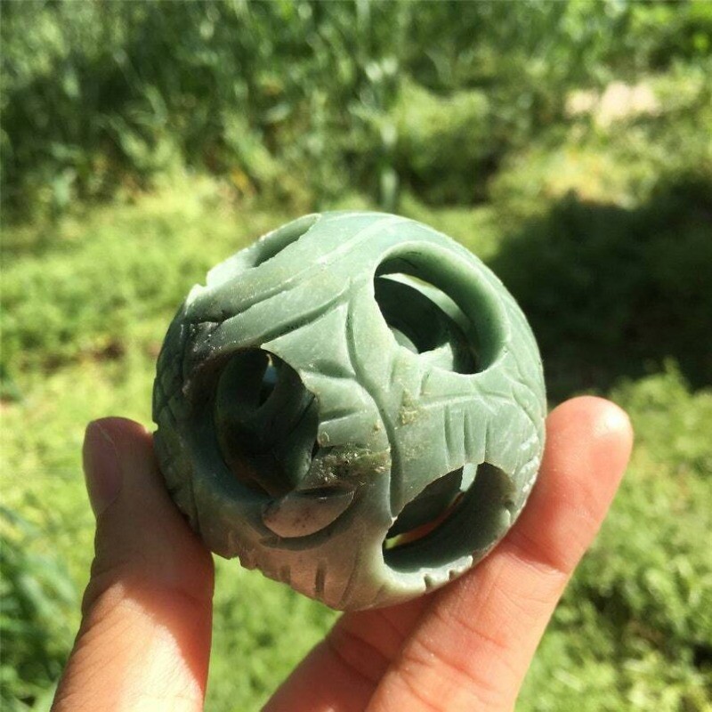 1PC50mm+ Natural Green Jade Ball Quartz Heal Collection Divination Prophecy100g+