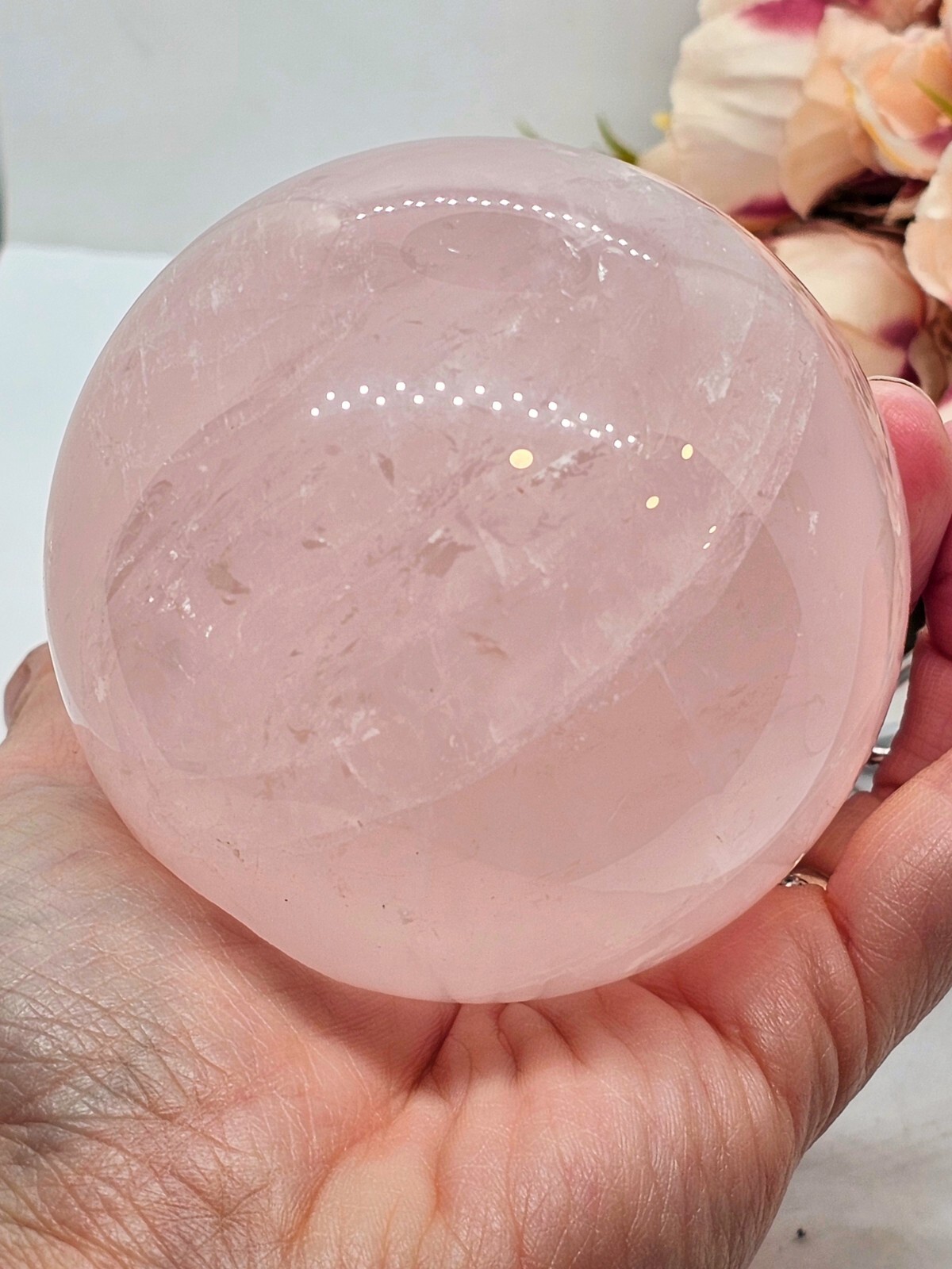 XL Large Rose quartz Sphere love healer self love pink 638g 6.8cm