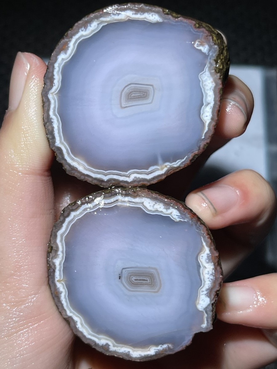 1Pair China Agate Hebei xuanhua natural Slices Crystal collectible 143g 37