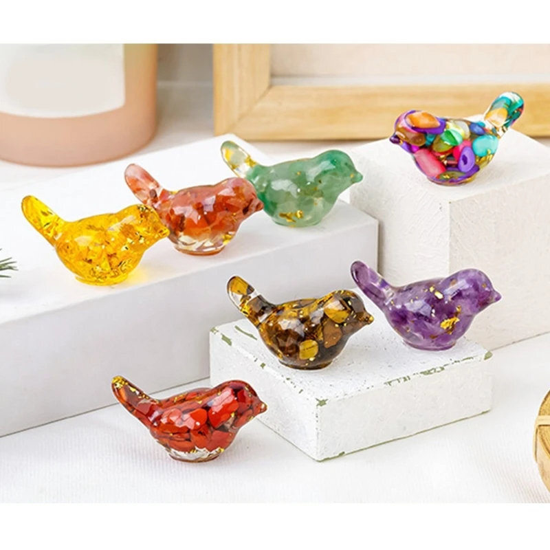 Natural Quartz Crystal Gravel Drops Glue Bird Mini Healing Birdie Resin Decor