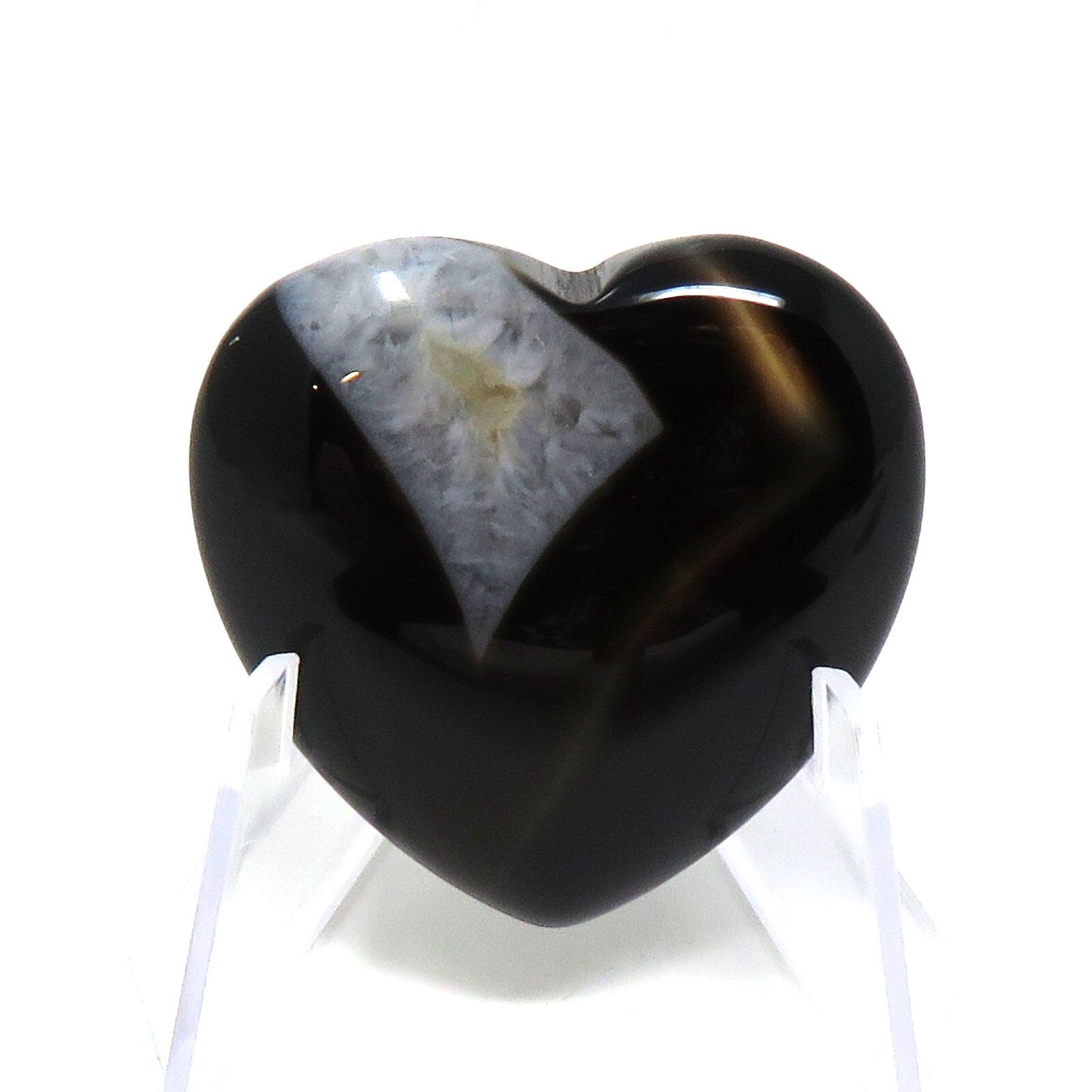 Black Banded Agate Stone Heart #1080-35mm or 1.37in Valentines Day Love Gemstone