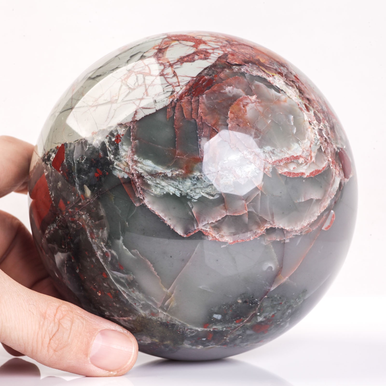 2003g 113mm Large African Bloodstone Sphere Crystal Ball Natural Quartz Healing