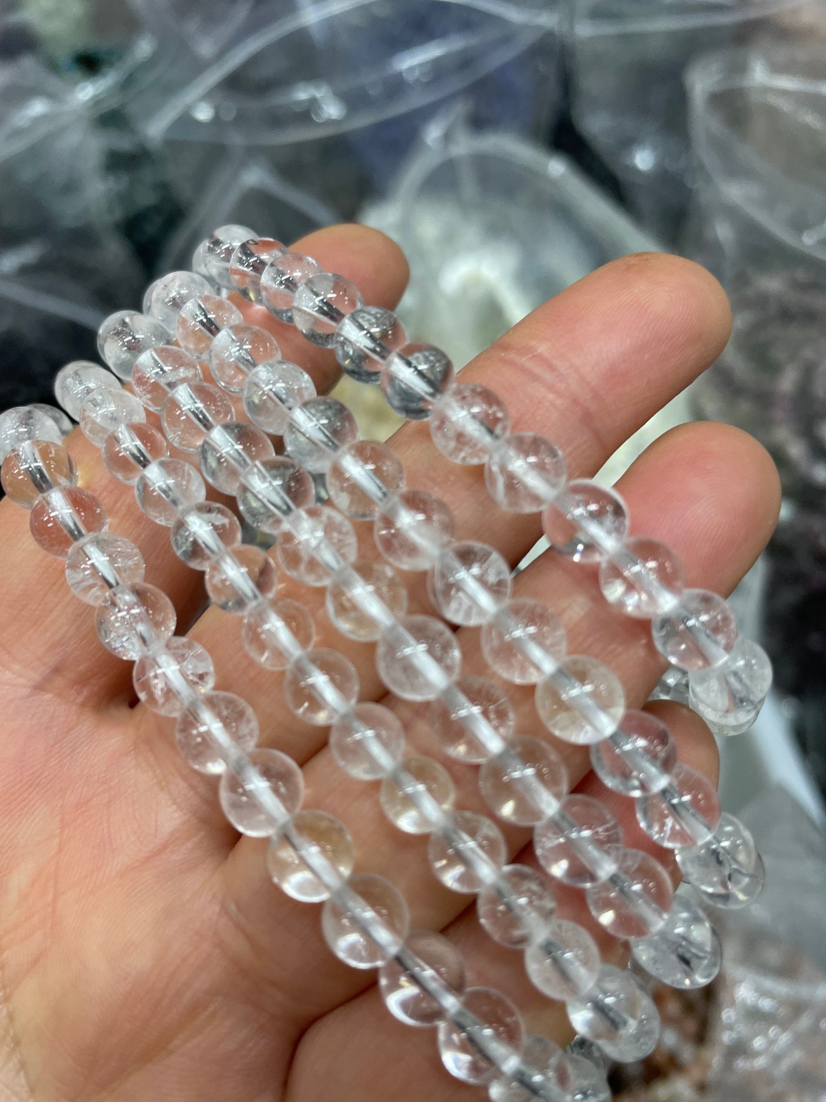 6mm 10pcs Natural White Quartz Crystal Beads Bracelet AAAA