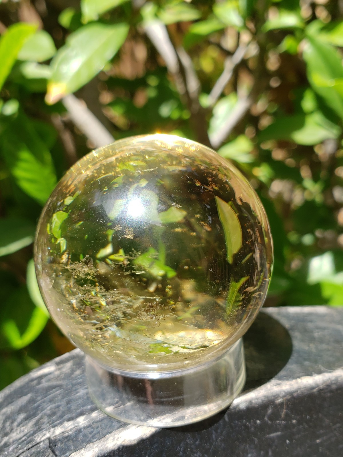 1.75″ Clear Smoky Citrine Quartz Crystal Sphere Ball Orb Rainbows, 122g