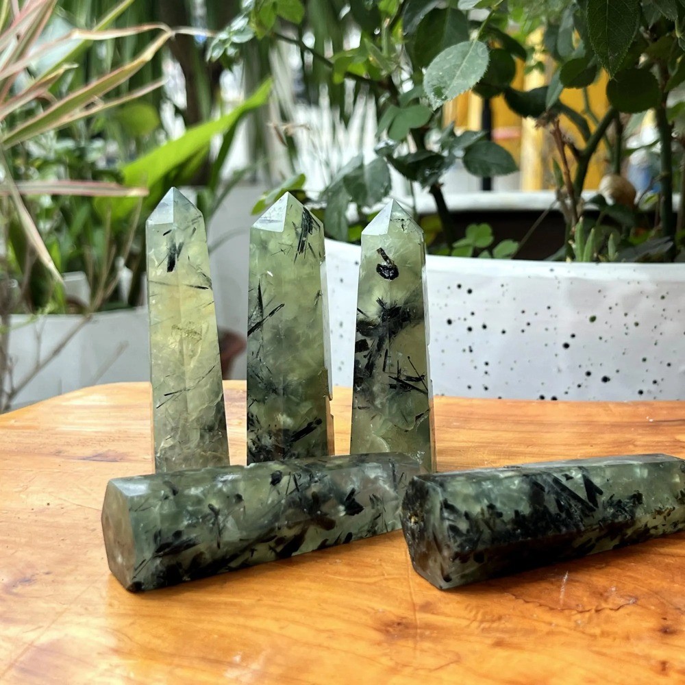 Random Natural Prehnite Druzy Tower Crystal Point Obelisk Healing Decor Gift