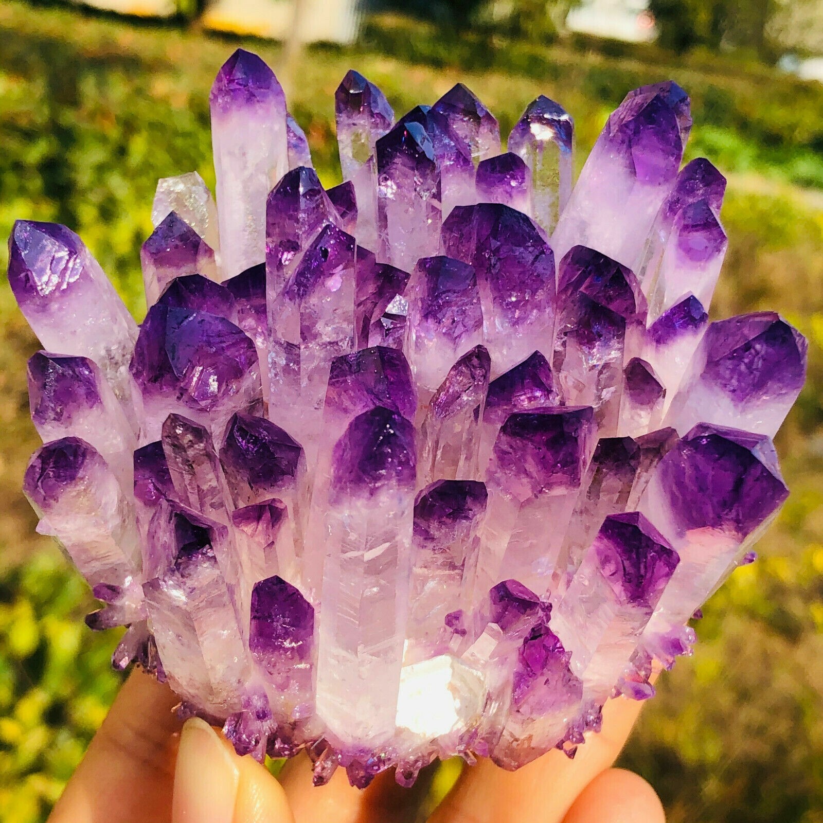 300-400G Large Crystal Amethyst Phantom Cluster Healing Mineral Rocks Specimens