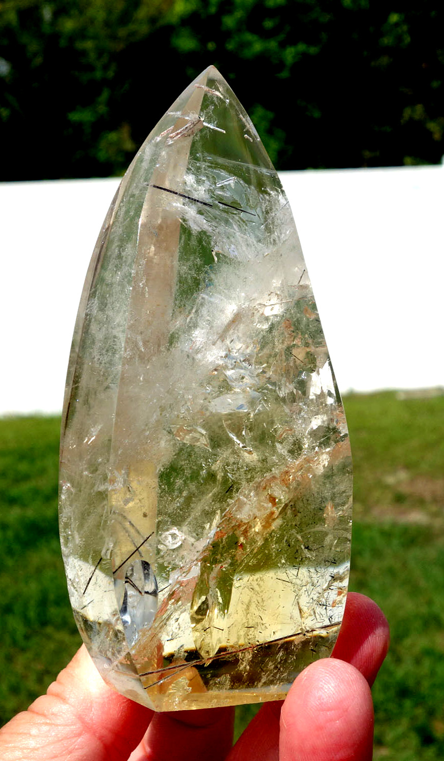 Brazil CITRINE Quartz Crystal FLAME Point with Rutiles BRAND NEW Old Stock