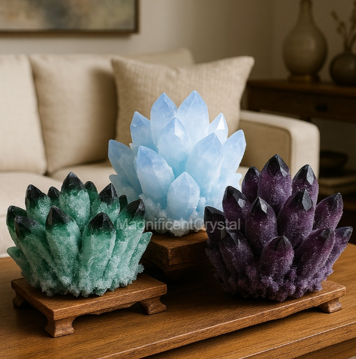 3PCS/Set Bestseller2026 Crystal Cluster Natural Rough Geode Reiki Quartz Display