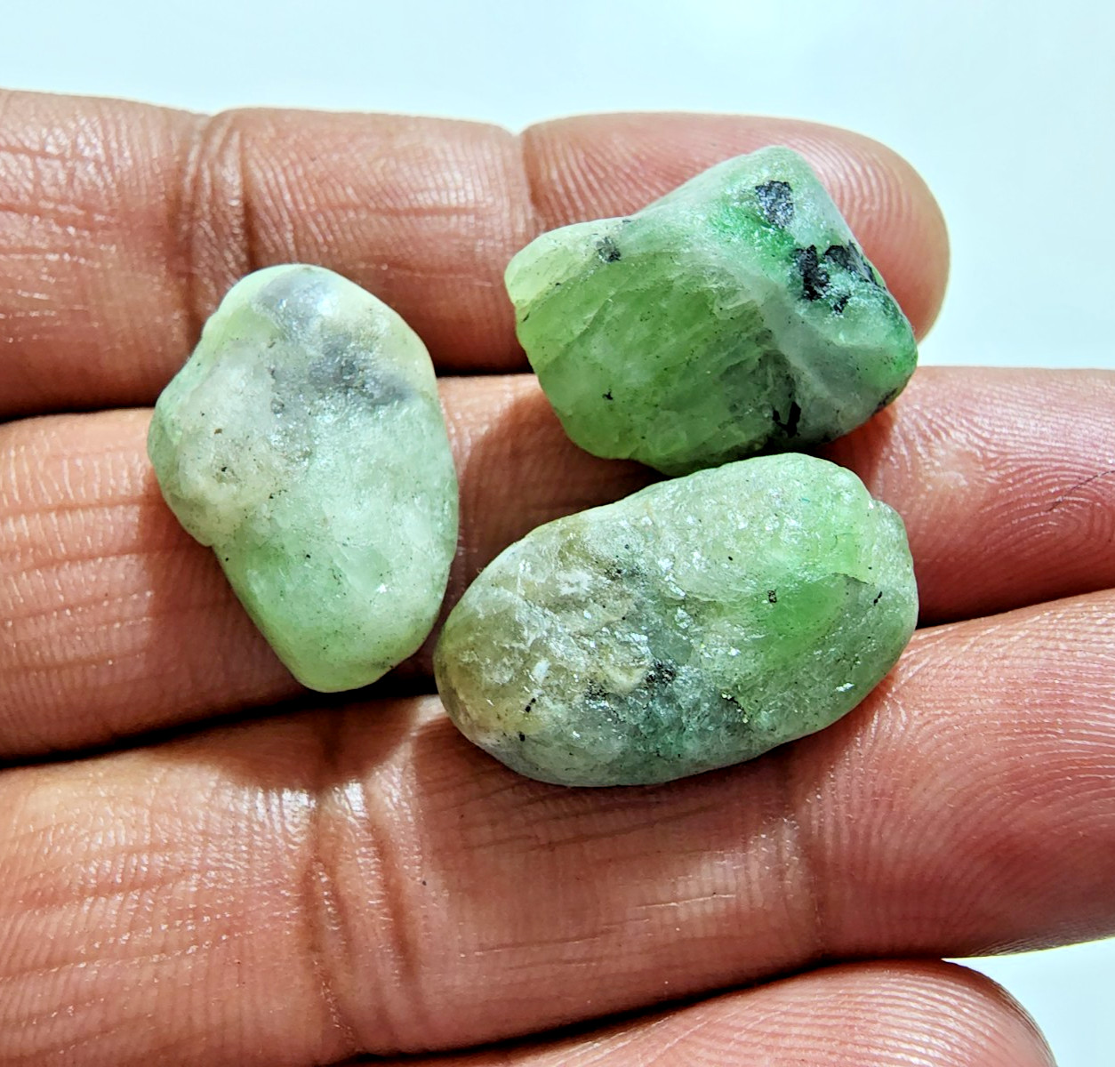 3 Pcs Top Tsavorite Garnet Rough 23-18mm Green Untreated Crystal Jewelry Making