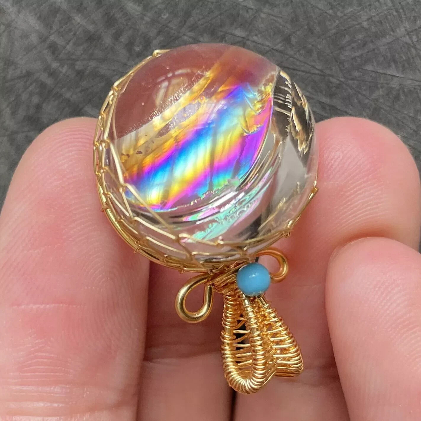 1PC Natural crystal Quartz sphere Rainbow Crystal Ball pendant Healing