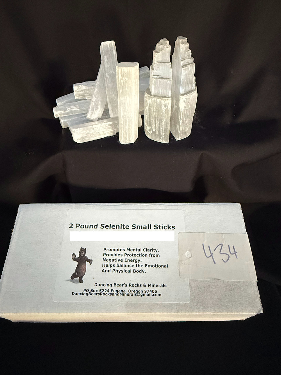 Selenite Crystal Sticks & Carving from Dancing Bear Rocks & Minerals 2.2 Pounds