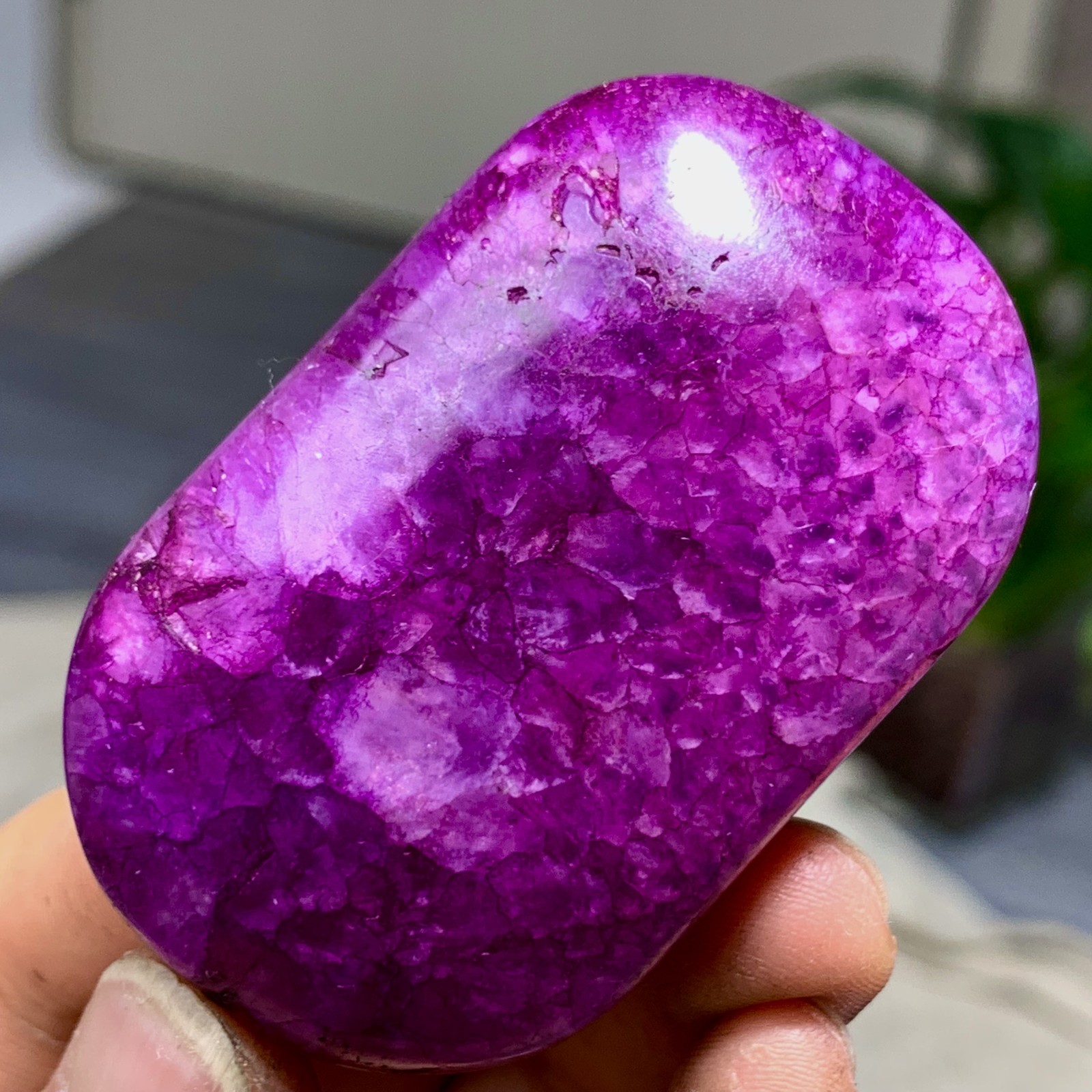 85G Natural colorful agate stripe Crystal mineral oval-shaped form*