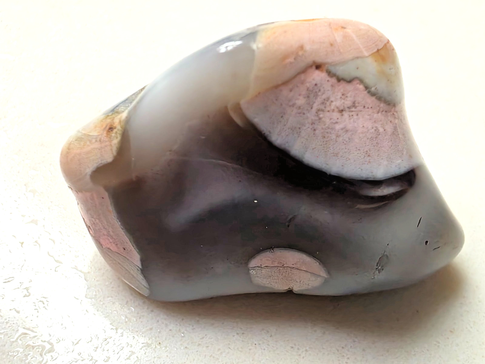 POLISHED BEAUTIFUL BOTSWANA AGATE, Pink and Dark Gray AGATE MUST SEE