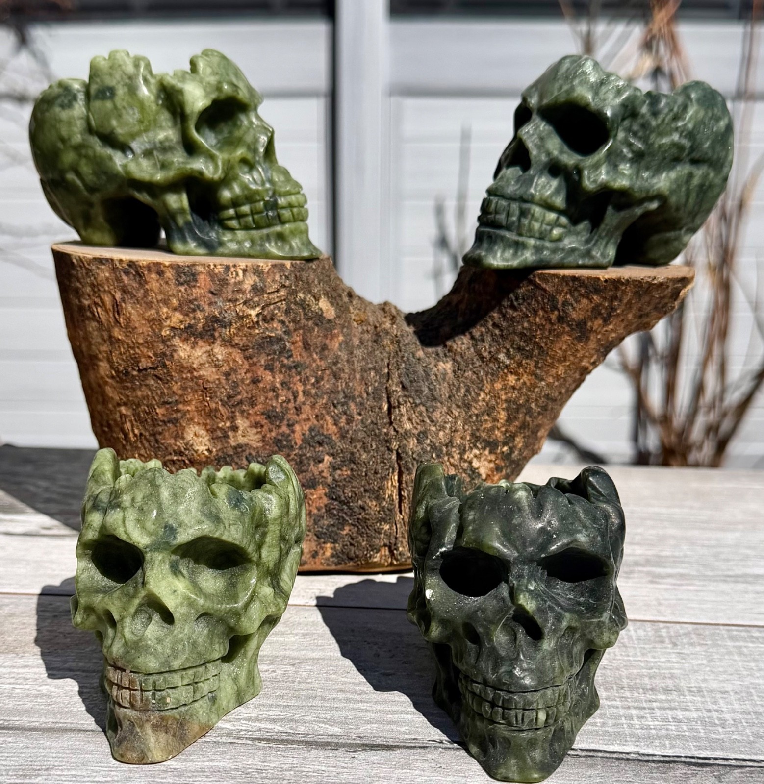 Wholesale Lot 4 PCs Nephrite Jade Skull Bowl Crystals Healing Energy