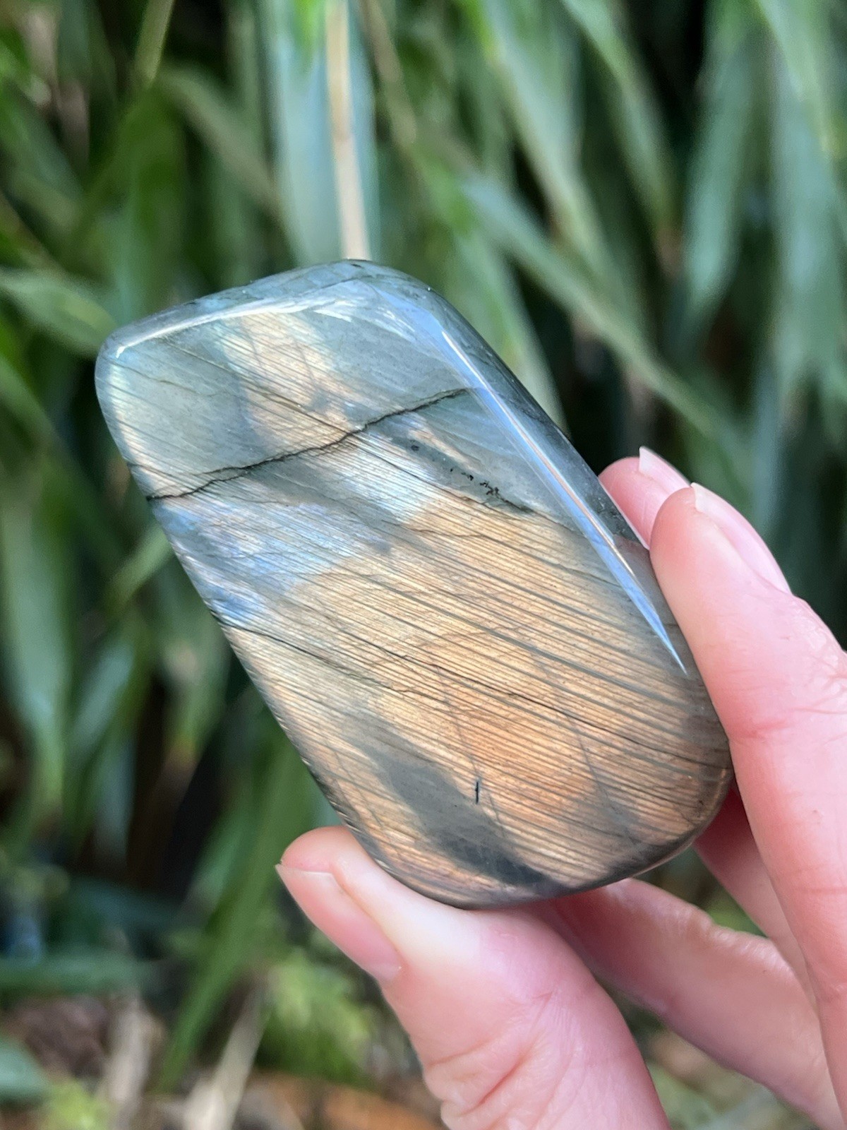 Silver Blue Orange Labradorite Freeform Iridescent Crystal AAA+ 16