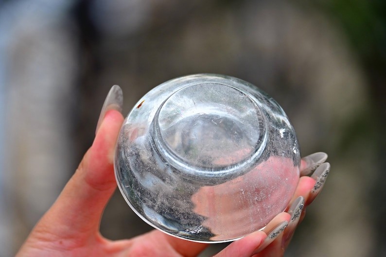 3″ Clear quartz carved bowl Natural Crystal decor Reiki ornament Heal Gift 1pc