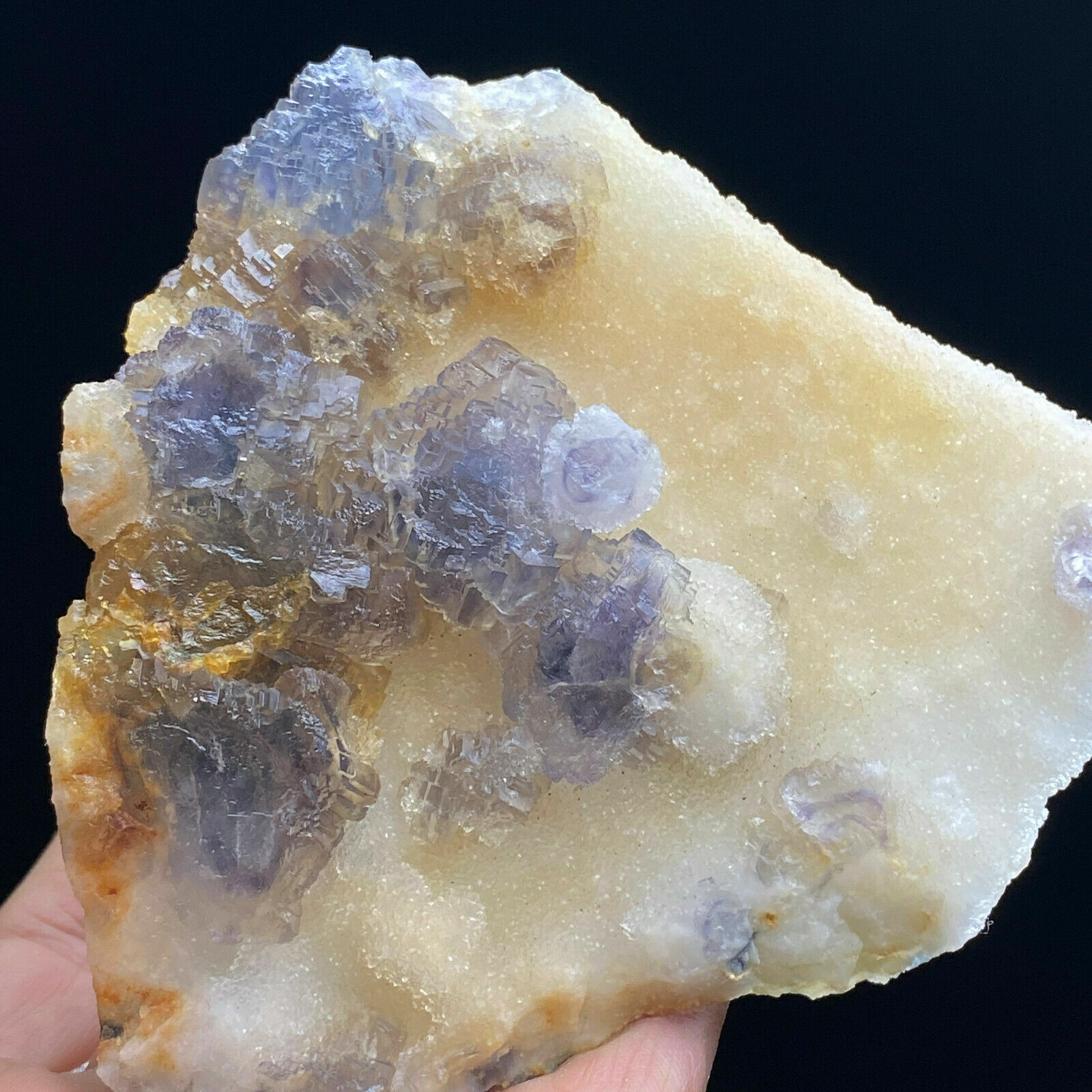 163g Translucent Purple/Green Cubic Fluorite & White Quartz Mineral – Fujian