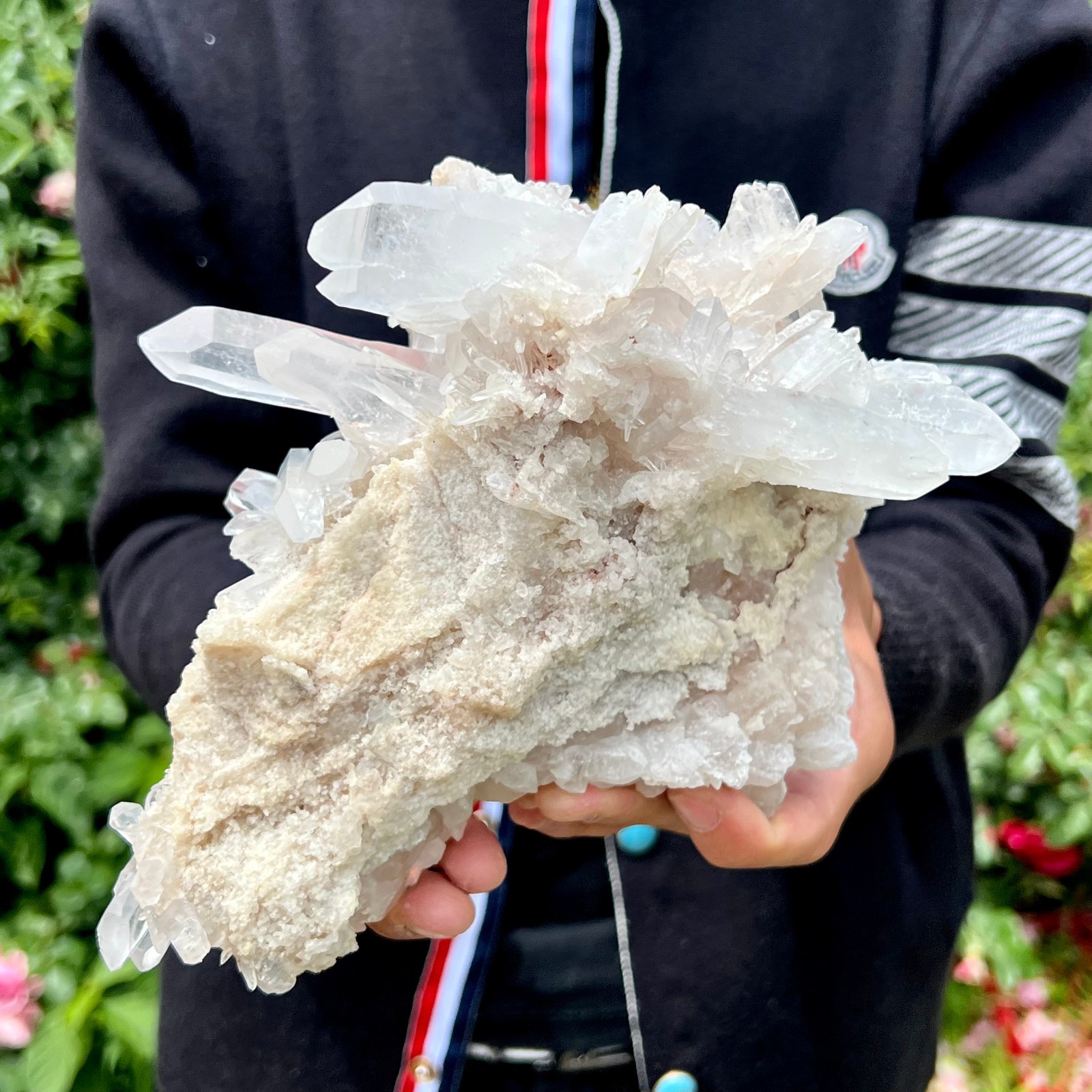 3.5LB A+++Natural white crystal Himalayan quartz cluster raw stone/mineral