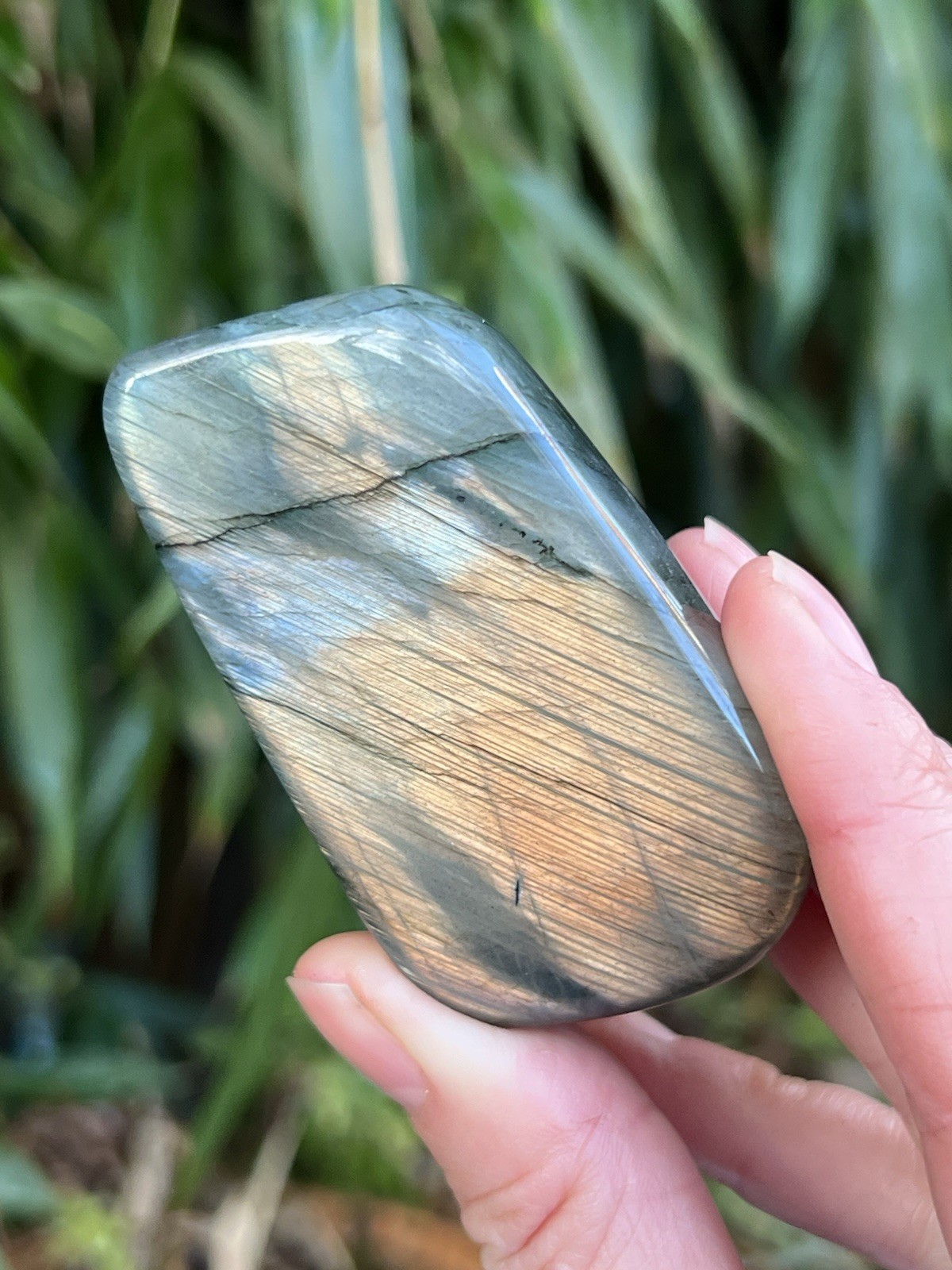 Silver Blue Orange Labradorite Freeform Iridescent Crystal AAA+ 16