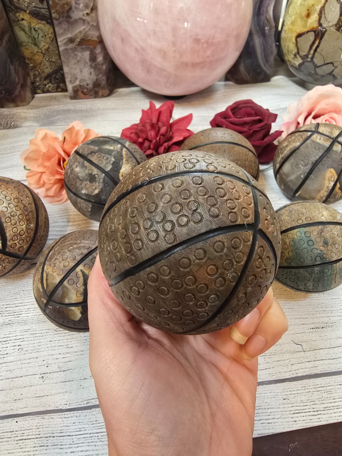 Large Agate Basketball Crystal Sphere 69-80mm Unique Crystal Collectable Natural