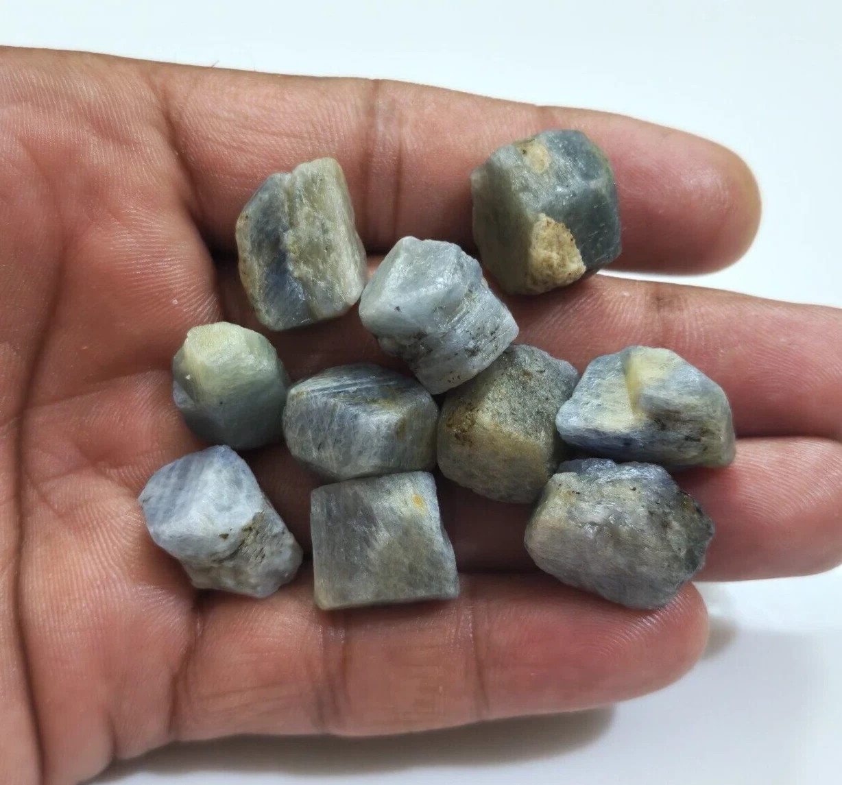 A+ Excellent African Blue Sapphire Rough 10 Pcs Lot Size 15-18 MM Loose Gemstone