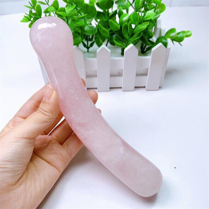 18cm Large Size Natural Rose Quartz Crystal Yoni Massage Stick Reiki Gemstone