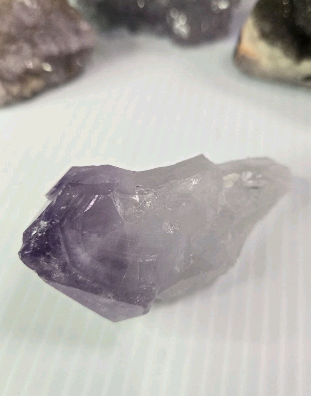 Natural Amethyst Lavendar purple Crystal Geode cluster set lot of 4