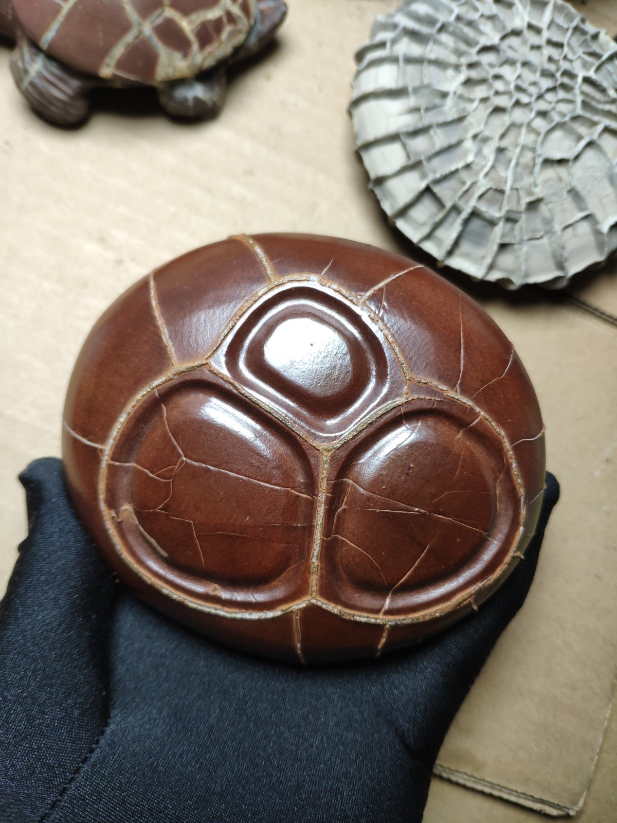 680g beautiful Natural tortoise back pattern stone Landscape stone