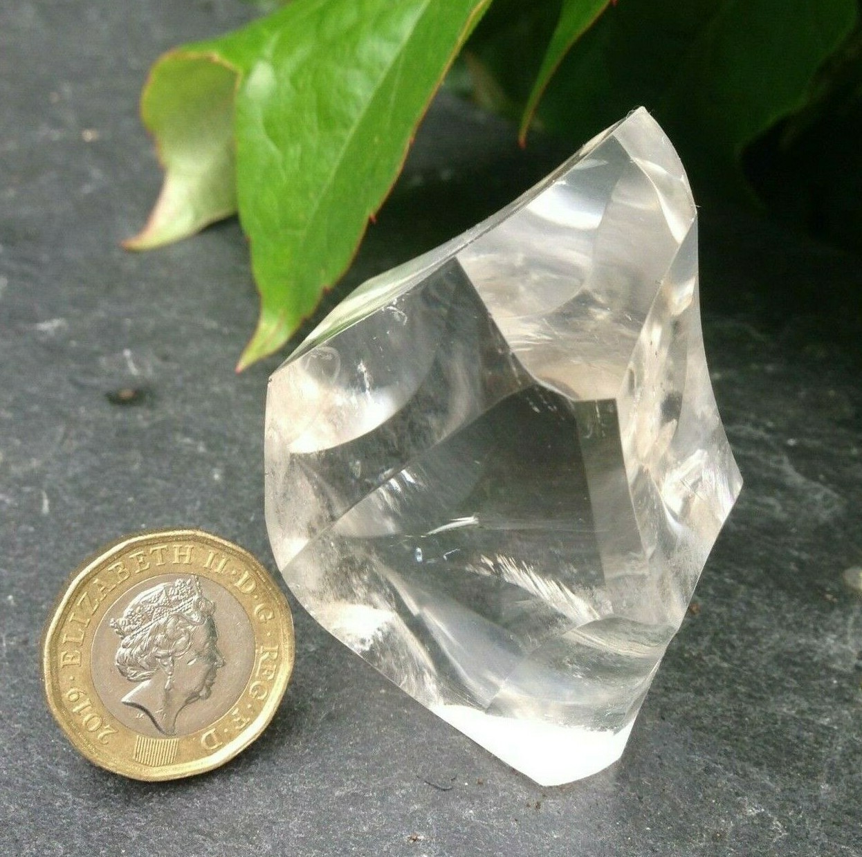 Clear Quartz Crystal Flame Master Healer Energise Affirmations 118g 6×4.6×3.37cm