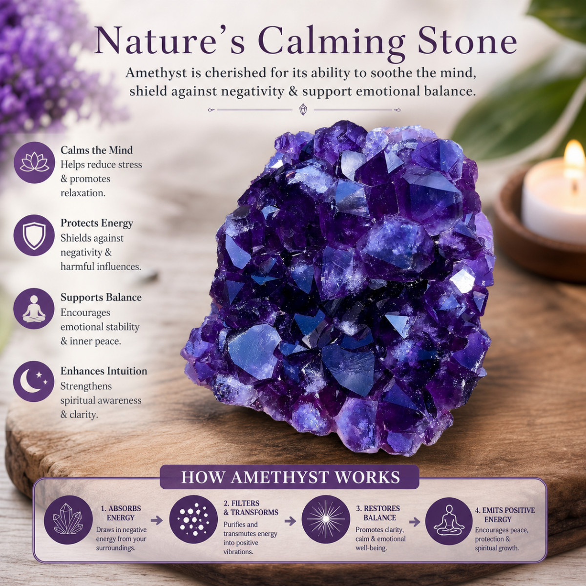 Raw Amethyst Crystal Cluster 80-100g Natural Quartz Specimen Healing Reiki