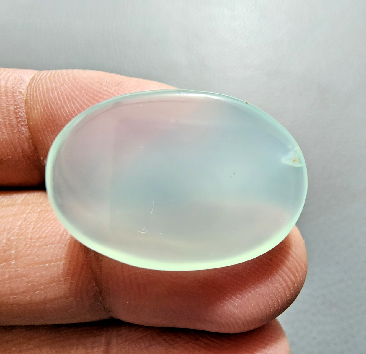 24 Crt Beautiful Sky-Blue Chalcedony Oval Cabochon High Polish Loose Gemstone