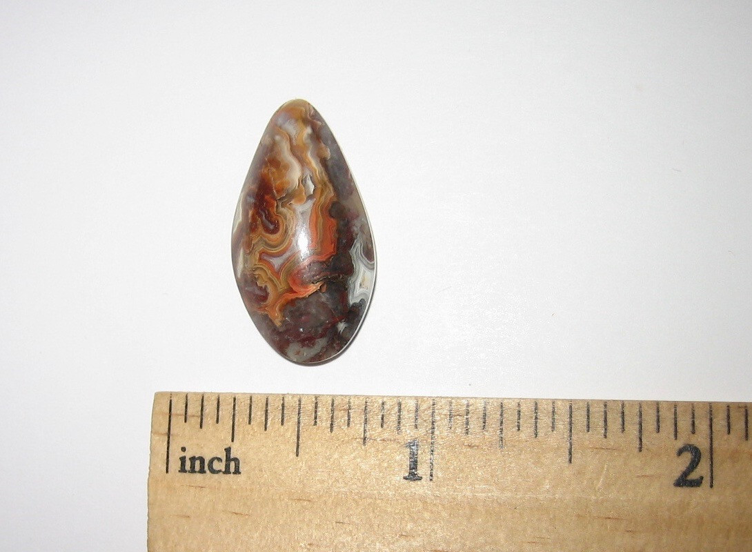 26x14mm POLISHED NATURAL LAGUNA LACE AGATE CRYSTAL STONE CABOCHON MEXICO 3.4g *6
