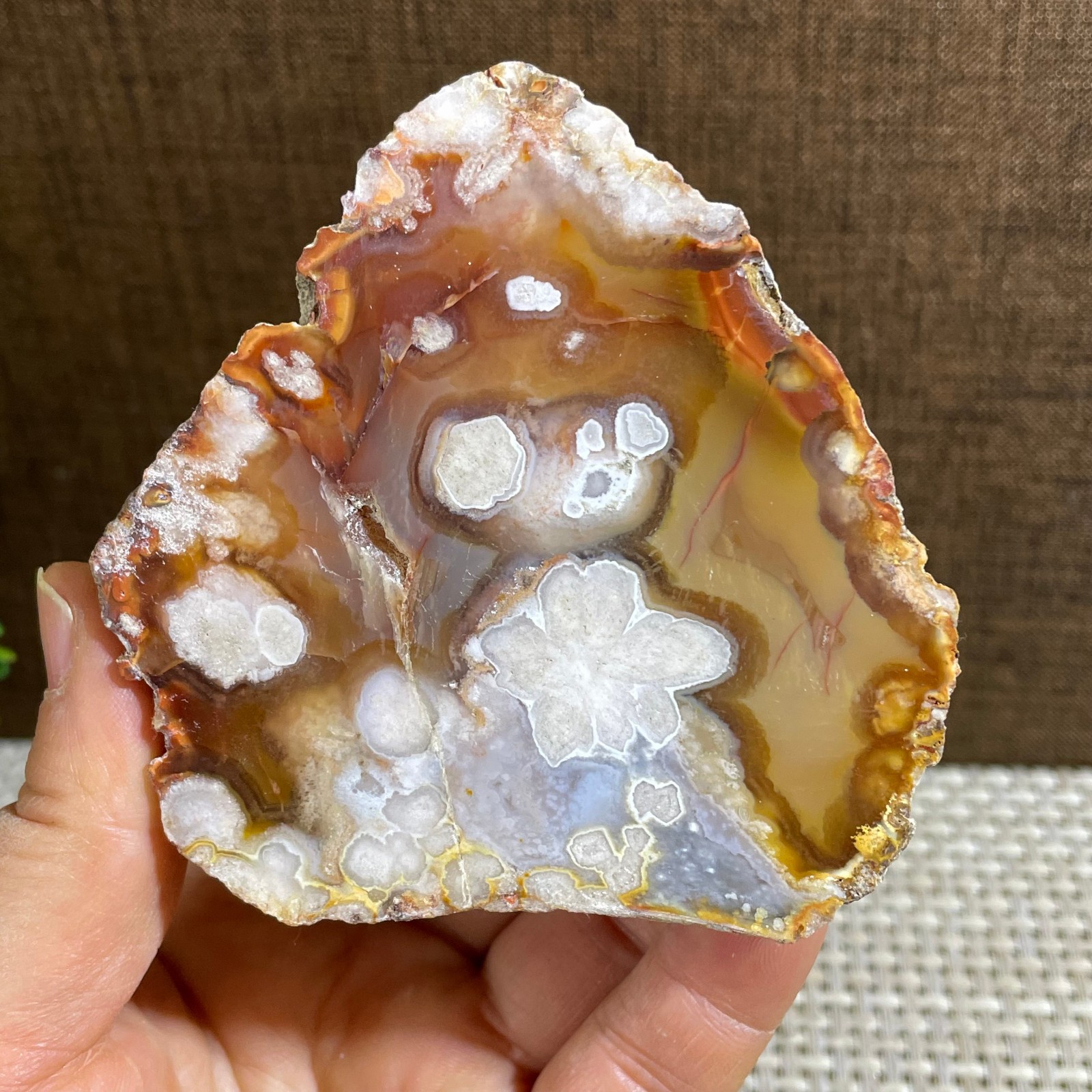 198g atural Sakura Agate Blossom Facet Rough Specimen Madagascar