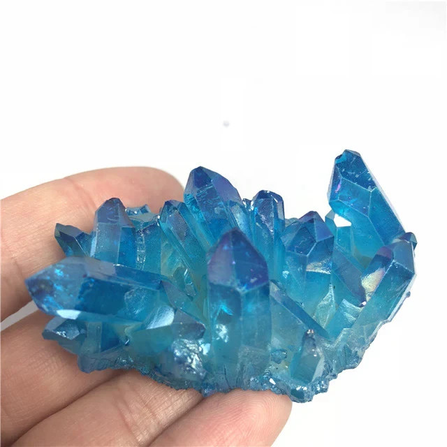 Titanium Aura Blue Crystal Rainbow Healing Cluster Geode Mineral Specimen